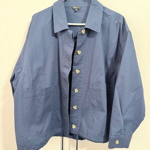 Frye Navy Blue Women's Button-Front Cotton Jacket